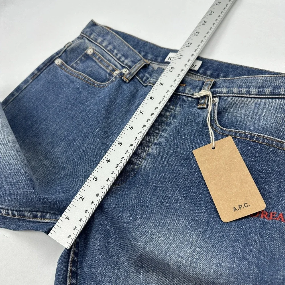 A.P.C. Kid Cudi Petit New Standard Jeans 28 Blue Dream‎ On Embroidery Button Fly